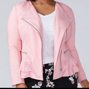 NWOT Lane Bryant "satin" peplum moto jacket